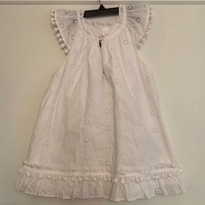 JCrew white eyelet top with Pom detail